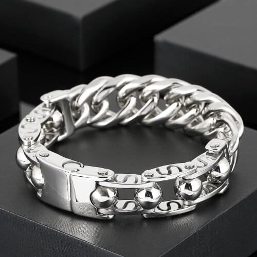 Jewels Store Charm Bracelet Mens Stainless Steel Mesh Chain Motorcycle Link Wristband Jewelry For Man JS77412-BD