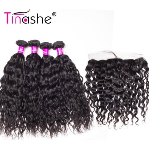 Tinashe Hair Brazilian Hair 4 Bundles With Closure Remy Human Hair Bundles With Frontal Water Wave Bundles With Frontal