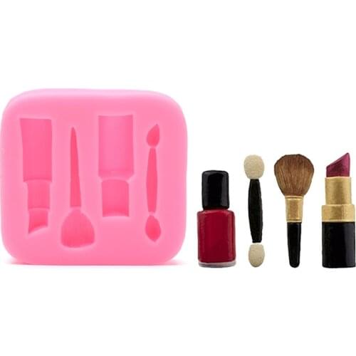Makeup Tools Lipstick Nail Polish Chocolate Party DIY Fondant Cake Decor Mold