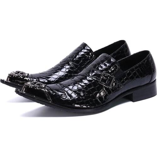 Italian crocodile black genuine leather steel toe oxford shoes for men wedding dress coiffeur gentleman male sapato masculino