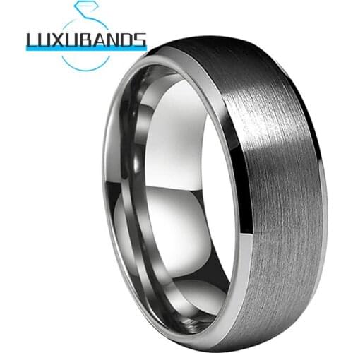 Tungsten Carbide Rings 8MM For Men Wemen Beveled Edges Engagement Wedding Domed Bands Brushed Finished Comfort Fit
