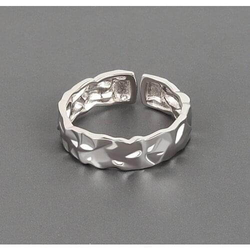 LIVVY Silver Color Irregular Concave-convex Surface Gold Color Tin Foil Paper Pattern Ring Jewelry Accessories Gift