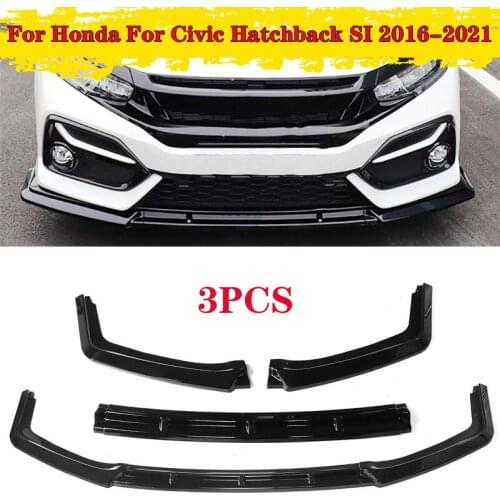 3PCS Car Front Bumper Lip Body Kit Spoiler Diffuser Protector Cover Deflector Lips For Civic Hatchback SI 2016-2021For Honda