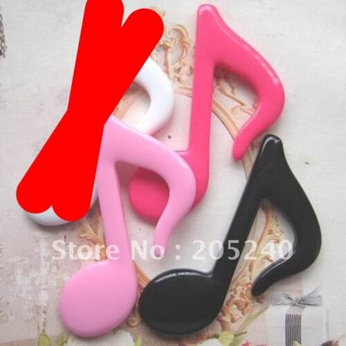 Material For Diy Decoration 56*30mm 20pcs Mixed 4colors Flat Back Big Size Lovely Music Notes