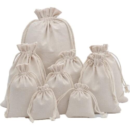 10 PCS/lot (size 7) reusable cotton drawstring gift bag wedding and Christmas use pouch storage pendant jewelry packaging linen