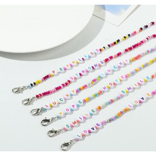 Cute Hang Mask Chains Holder for Girls Boys LOVE Beaded Colorful Necklace Glasses Cord Lanyard Children Neck Rope Glasses Strap