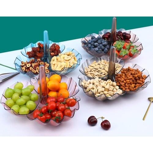 Multi Tiers Plastic Plate Fruit Bowls Creative Superimposed On Candy Plate Snack Storage Household New Year Dried Fruit Bowl