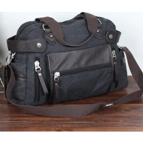 Men Canvas Handbag Large Shoulder Bags Casual Tote Travel Mens Crossbody Bag Fashion Laptop Messenger Bags