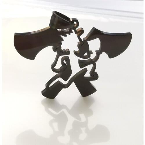 Boys Mens Jewelry ICP Double Hatchet man Pendant Stainless Steel beads Necklace 30
