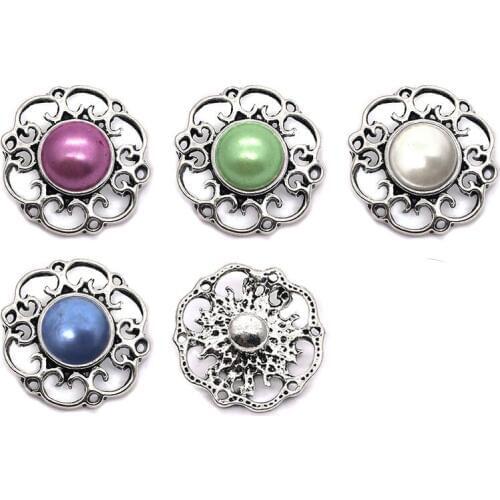 Wholesale metal Rhinestone 18mm Snap Button W147 flower Alloy Diy Jewelry fit 18mm Snap button Necklaces/Bracelets for women