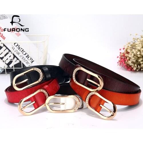 Original Brand Belts for Women Real Cow Leather Fashion Belt Designer Women Insert Diamond Vintage Embossing Womens Belts Black