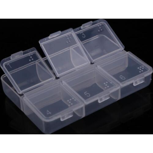 6Cells Portable Plastic Braille Medicine Tablets Storage Case Clear Pill Splitter Cases Medicine Dispenser Weekly Pill Organizer