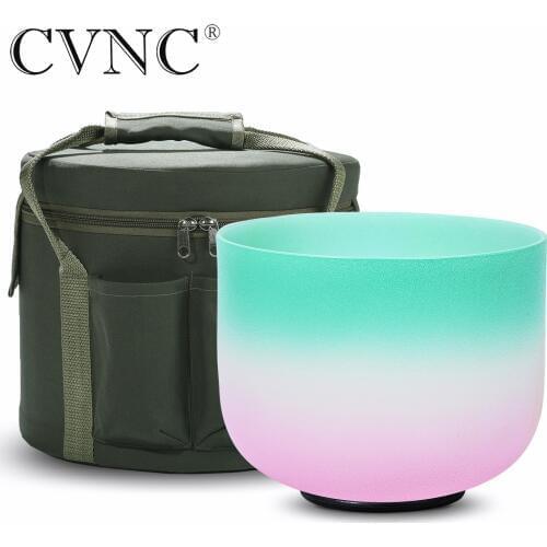 CVNC 432Hz/440Hz Tuned F Note Heart Chakra Frosted Quartz Crystal Singing Bowl 8"