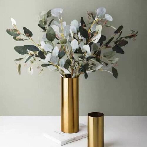 Nordic Light Luxury Metal Iron Art Straight Vase Living Room Flower Arrangement Model Living Room Dried Flower Floral Decoration