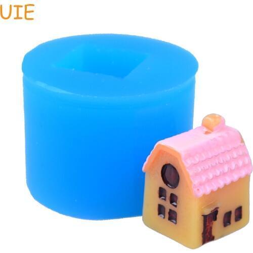 FYL430U 16.9mm 3D House Silicone Push Mold - Dessert, Sugarcraft, Fondant, Cabochon, Resin Clay, Chocolate, Dollhouse Wax