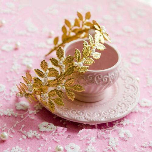 Special Beauty Nice Bridal Hair Accessories Hairbands Gold Leaves Wreath Vintage Pearl Wedding Tiara Headband For Women Girl