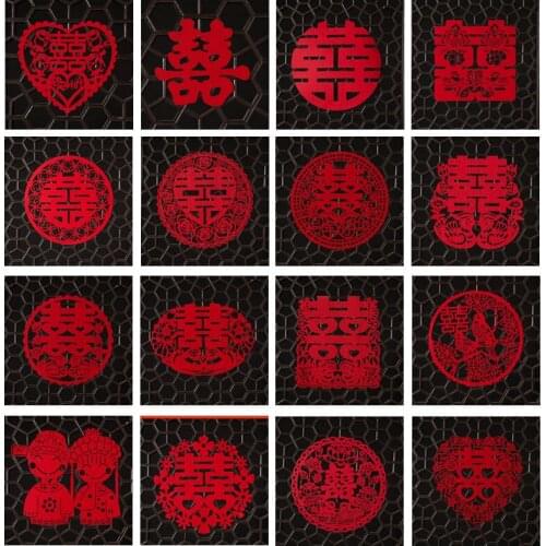 Wedding supplies hi hollow hi word paper-cut hi non-woven fabric felt wedding festive glass window decorations