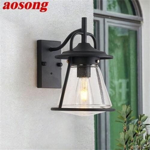 AOSONG Outdoor Wall Sconces Lamp Classical LED Light Waterproof Home Decorative For Porch