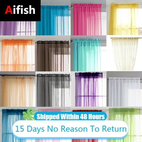 Simplicity Solid Color Sheer Voile Curtains French Door Multi-Color Window Curtain Tulle Drapery Living Room Balcony Cortinas 5