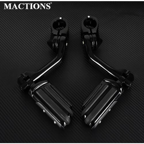 Universal Black Highway Footpegs Motorcycle 32mm Long Angled Adjustable Foot Peg Footrest For Harley For Yamaha For Suzuki