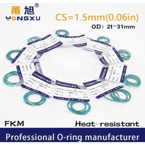 10PCS/lot Green FKM Fluorine Rubber O-rings Seals CS1.5mm OD21/22/23/24/25/26/27/28/29/30/31*1.5mm ORings Gasket Rings Washer