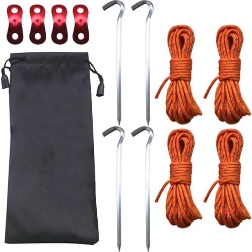 Camping Tent Cord Rope With Aluminum Tensioners And Tent Stakes Tent Line Clothesline For Hiking Camping Tent Accessories