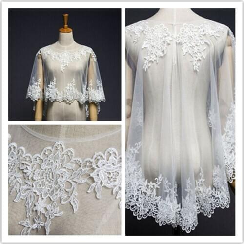 Vintage Wedding Sleeveless Wraps Cloak Jackets Shawl White Ivory Bridal Accessories Custom Made Lace Appliques Edge Jacket