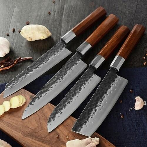 Stainless Carbon Steel Japanese Chef Knife Cooking Knife Sharp Meat Cleaver With Rosewood Handle Handmade Forged Kitchen Knife