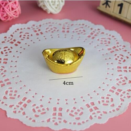 1pcs Chinese Gold Ingot Ornament Cake Topper Decoration Lucky Yuanbao Fengshui Decor Mascot Crafts Money Cake Decorationg Tool