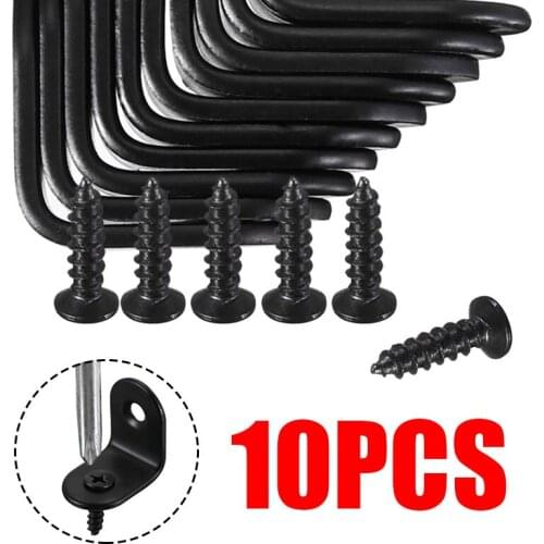 10Pcs Black 20*20*16mm/40*40*17mm Stainless Steel L Shape Right Angle Bracket Corner Brackets Furniture Hardware