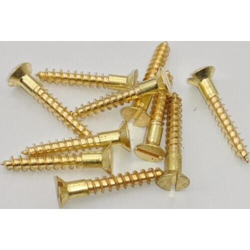 10pcs M5 copper brass screws slotted slot flat head countersunk self-tapping wood screw furniture decoration bolts
