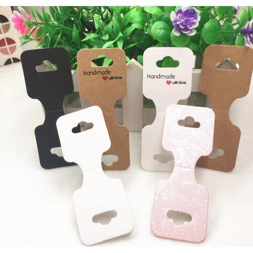 100Pcs Colorful Kraft Necklace/Pendant Packaging Folding Cards,Can Choose Hanging Self-ahesive Bag Plastic,Accept Customize Logo