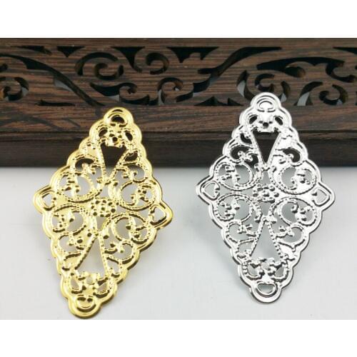 20pcs 30x46mm Filigree flower Wraps Metal Charms For Embellishment Scrapbook DIY Jewelry Metal Craft Jewelry Accessories