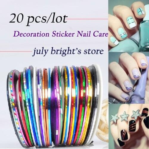 2020 Profession 20Pcs Mixed Colors Rolls Striping Tape Line DIY Nail Art Tips Decoration Sticker Nail Care MJ04-2