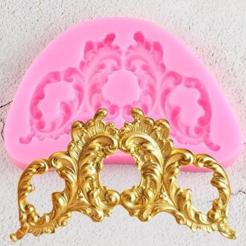 3D Craft Baroque Scroll Relief Border Silicone Mold Wedding Cake Decorating Tools Cupcake Baking Candy Chocolate Fondant Molds