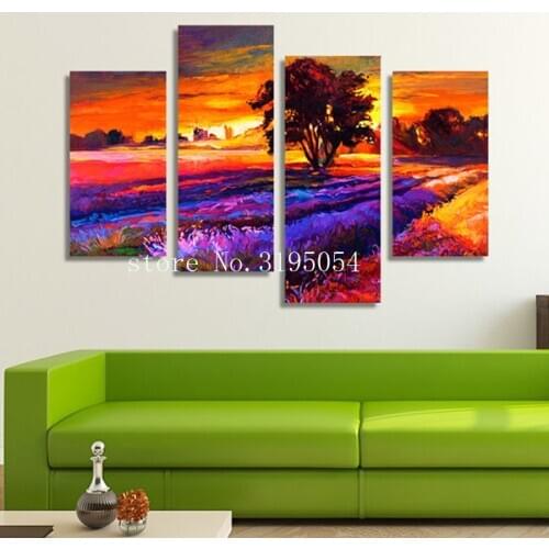 Lavender nature scenery diy 4 pcs set mosaic full diamond embroidery diamond painting cross stitch square drill multi-pictures