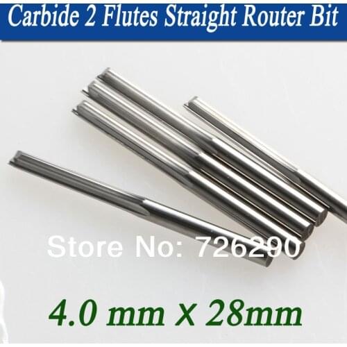 5pcs 4.0*28mm 2 Flute Straight Milling Cutters End Mill Cutter Tools For Woodworking