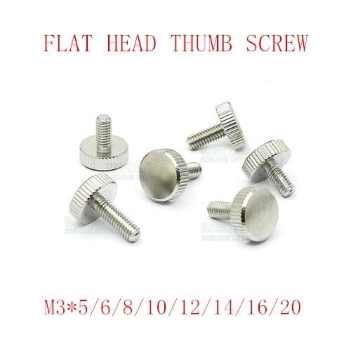 5PCS/LOT M3*5/6/10/12/14/16/18/20 GB83 Knurled Flat Head Hand tighten Thumb Screws