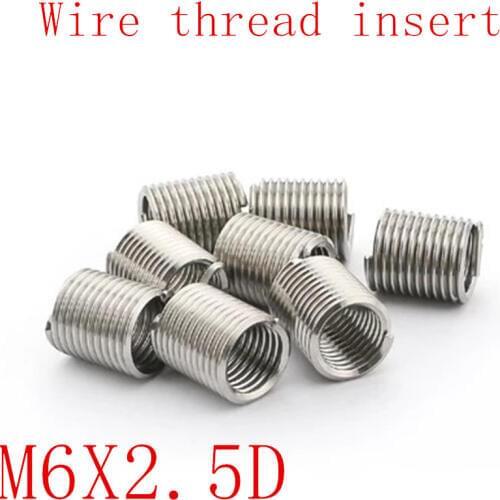 50pcs M6*1.0*2.5D Wire Thread Insert Stainless Steel 304 Wire Screw Sleeve, M6 Screw Bushing Helicoil Wire Thread Repair Inserts