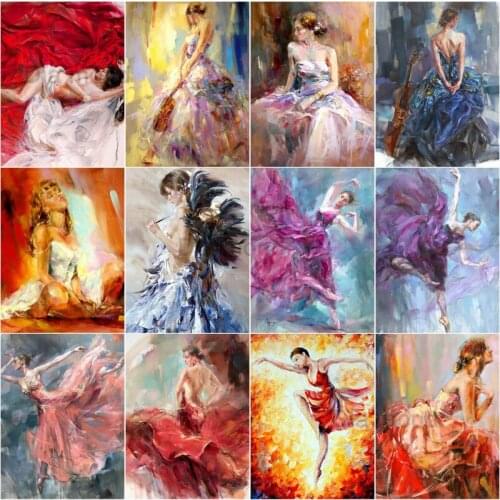 Abstract Mosaic Art Dancing Girl Diy Full Round Diamond Oil Pictures Woman Embroidery Cross Stitch Kits Rhinestone Art Handwork