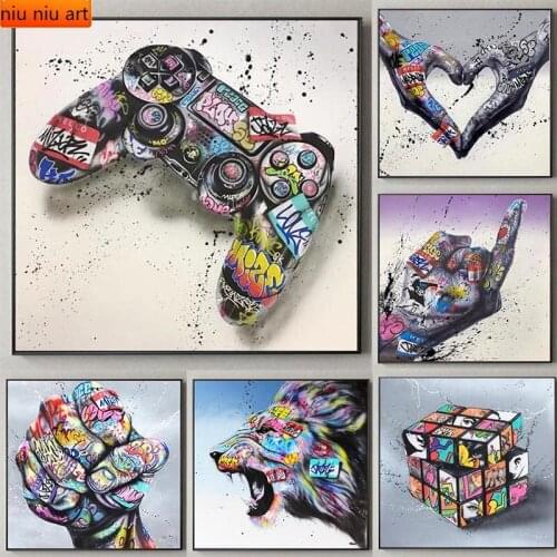 Diamond Painting Graffiti Art Game Console Diamond Inlaid Diamond Mosaic Diamond Embroidery Cross Stitch Kits Home Decoration