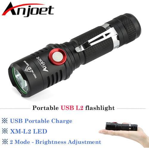 Anjoet CREE XM-L2 LED Tactical Flashlight Powerful 8000LM Aluminum Torch Flash Light Camping Lamp Lighting gift USB cable
