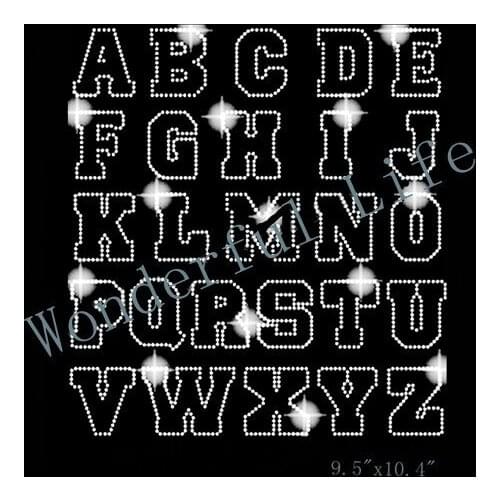 Free shipping Rhinestones Heat Transfer Design Iron On Motifs patches OEM welcome in Alphabet 26 numbers