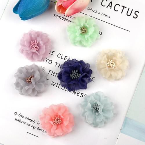 10PCS Chiffon Flowers Boutique hair accessories DIY Flower Headwear Fashion Accessory Hair Flowers No Hair Clip for headband