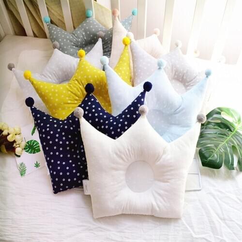 Baby crown polka dot bedding pillow baby styling pillow to prevent flat head newborn boys and girls room decoration accessories