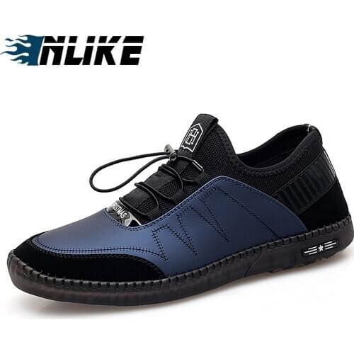 INLIKE Brand Men Casual Shoes Genuine Leather Men Shoes Lace-up Breathable Soft Autumn Casual Flats Formal Shoes