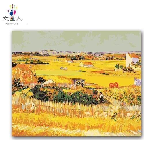 The harvest vencent Van gogh oil painting package diy digital oil painting by the number with kits adult kids practise painting