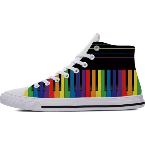 Vintage piano keyboard Note Broken Retro Novelty Design Lightweight High Top Canvas Shoes Men Women Casual Breathable Sneakers