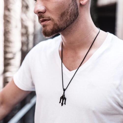 Poseidons TRIDENT Pendant Necklace for Men Stainless steel Pirate Fantasy Once Upon a Time Movies Jewelry