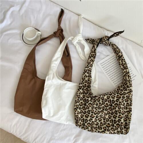 Fashion Hic Trendy Solid Color Strap Shoulder Bag Large Capacity Lazy Style Leopard Print Diagonal Bag Women